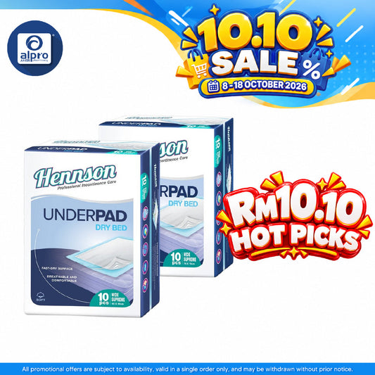 Hennson Drybed Underpad (75×75cm/ 60×90cm) 10s | Wide Sheet & Breathable Surface