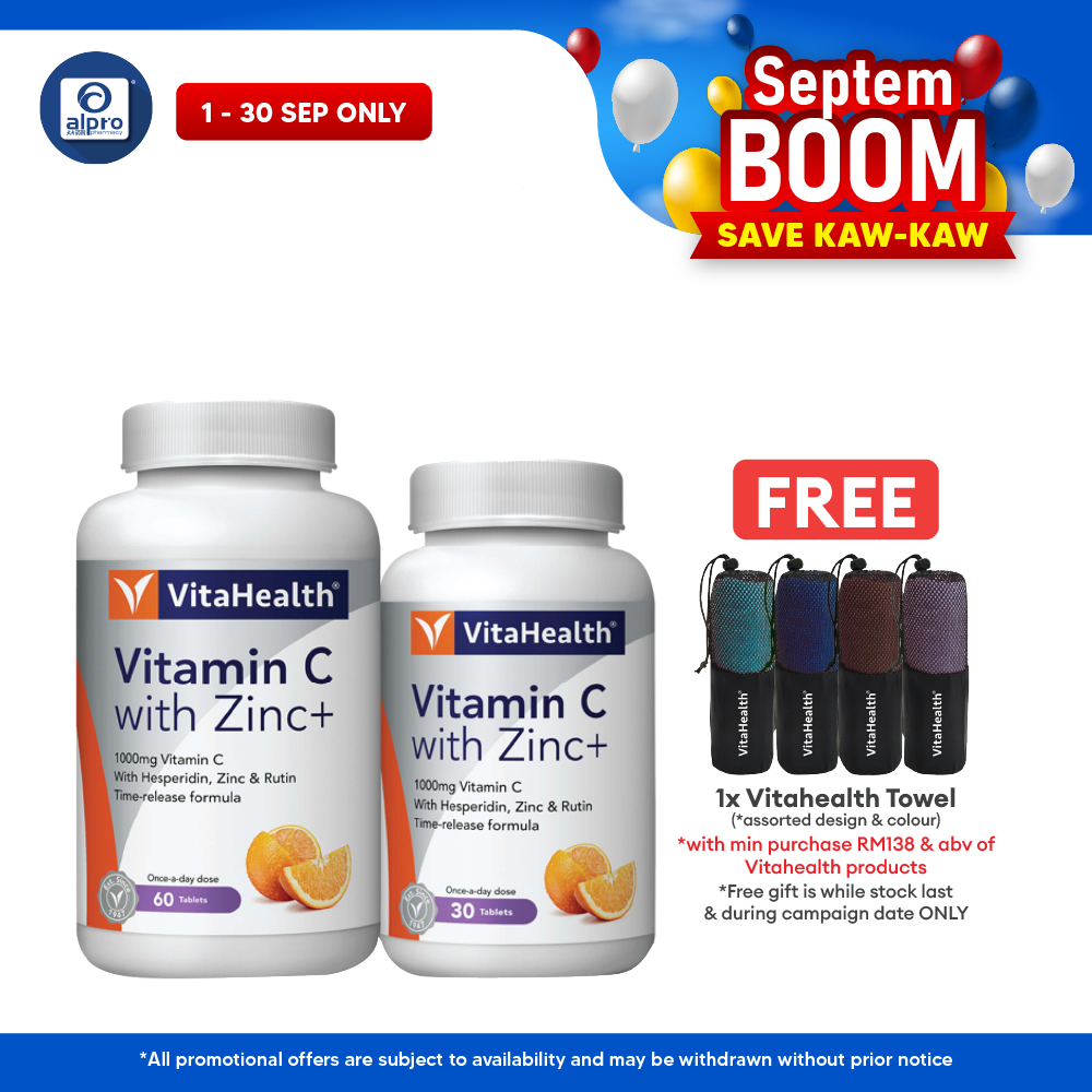 Vitahealth Vitamin C 1000mg With Zinc 60s+30s | For Adult Vitahealth