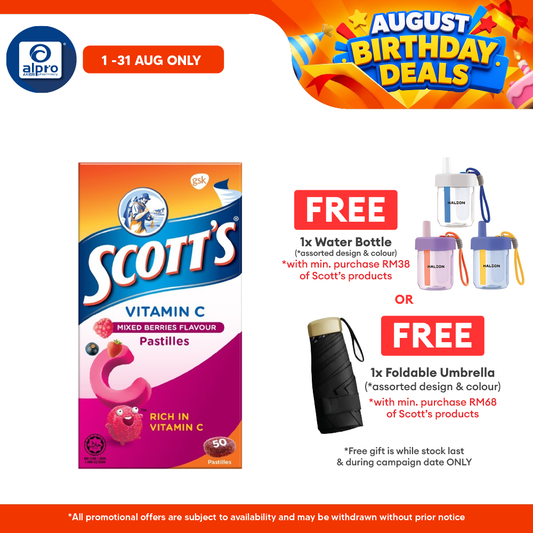 Scotts Vitamin C Pastilles (Mixed Berries) 50s | For Children Above 2 Years Old Scotts