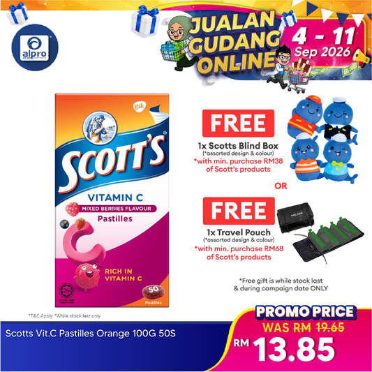 Scotts Vitamin C Pastilles (Mixed Berries) 50s | For Children Above 2 Years Old Scotts