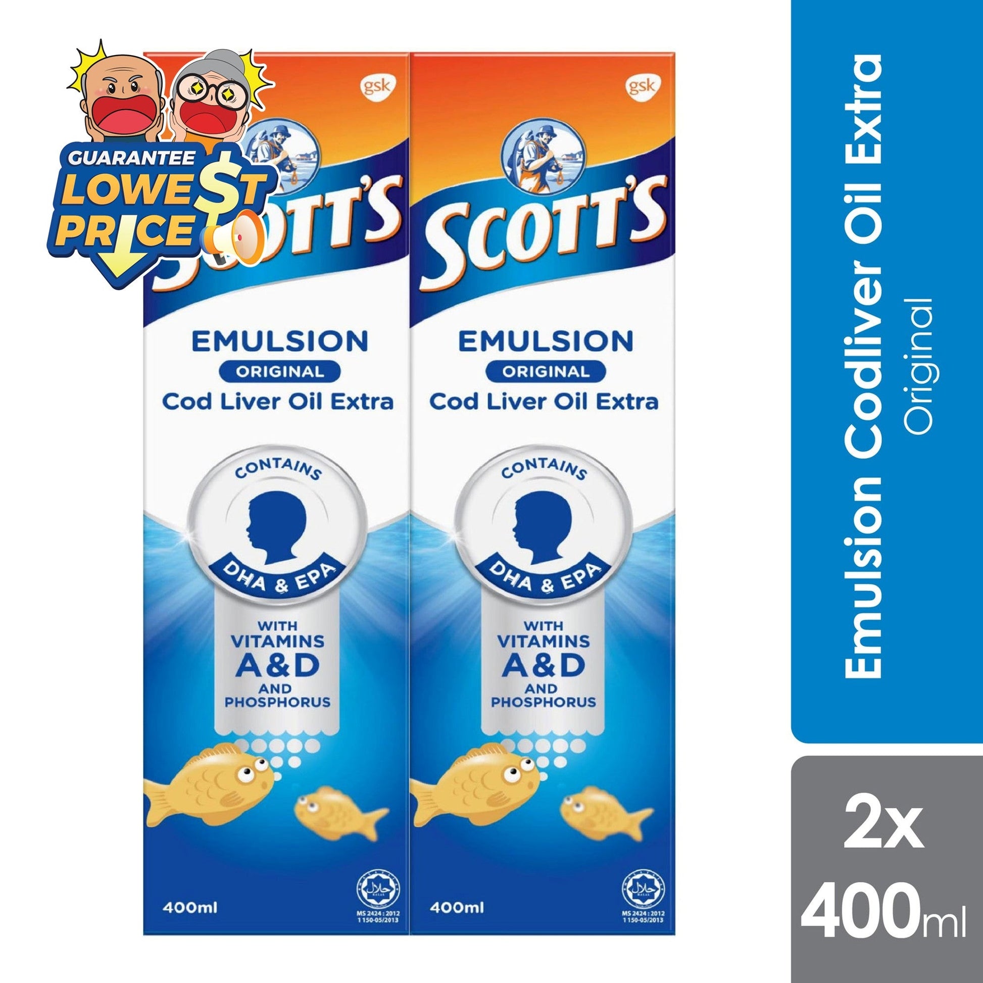 Scotts Emulsion Cod Liver Oil Original 2x400ml | Brain Health Scotts