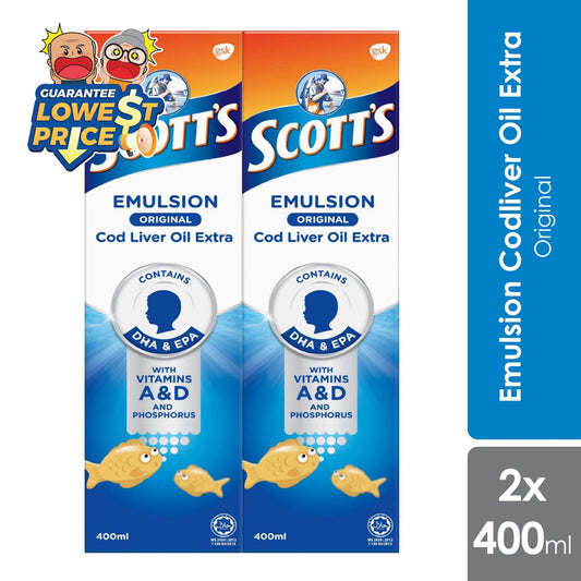Scotts Emulsion Cod Liver Oil Original 2x400ml | Brain Health Scotts