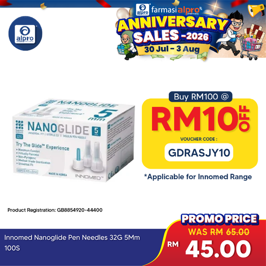 Innomed Nanoglide Pen Needles 32g 4mm 100s Alpro Pharmacy