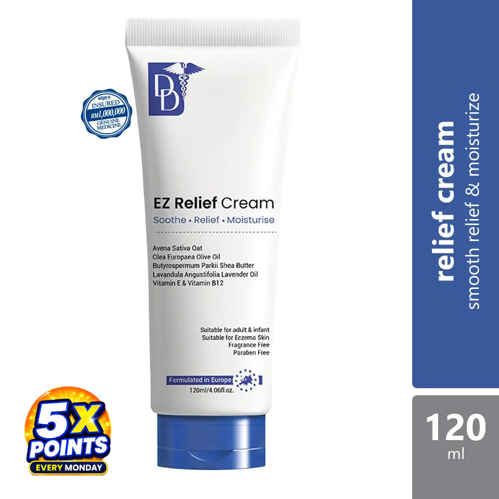 DD EZ Relief Cream 120g | Relief Cream for Dry, Itchy Skin DD