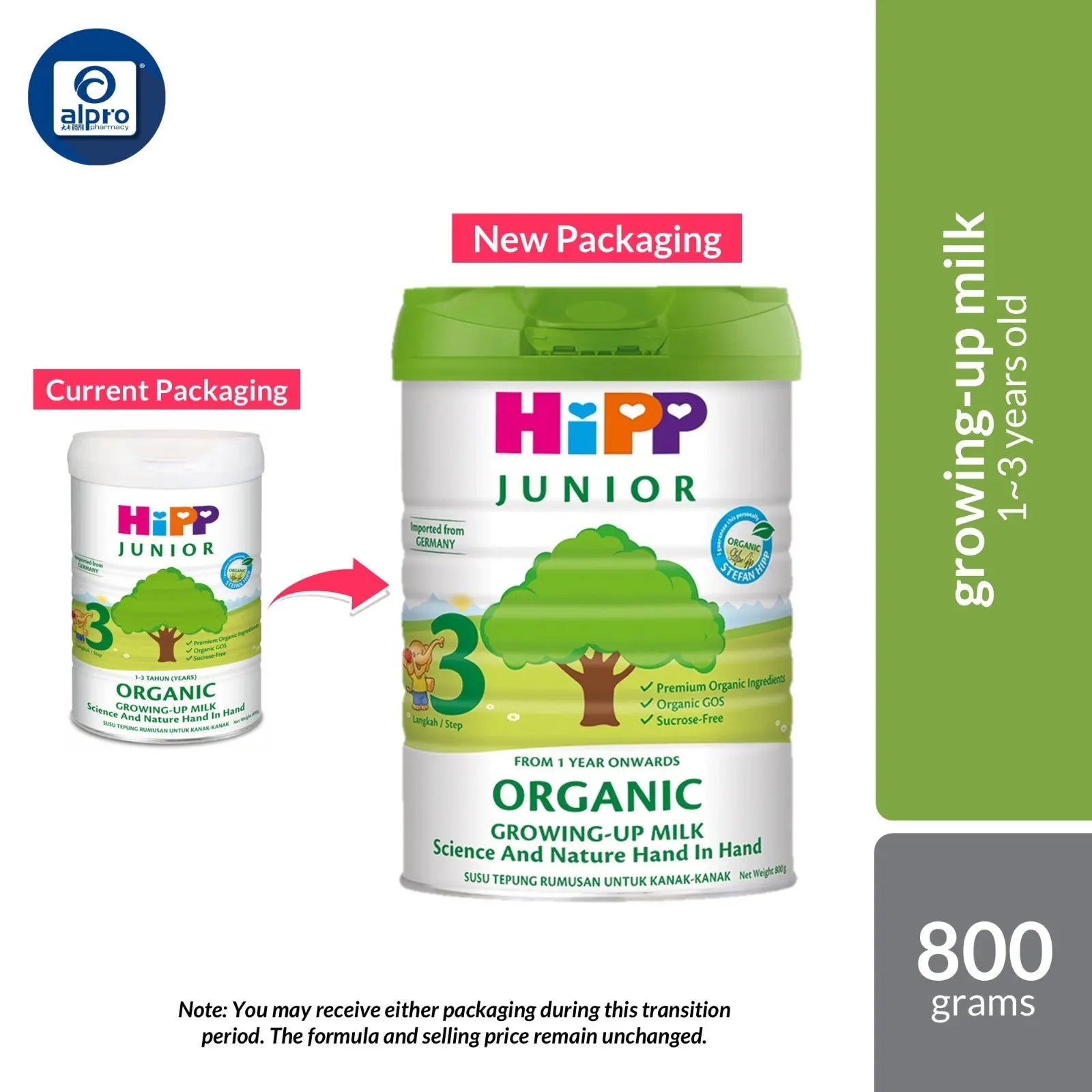 HiPP Junior Organic Growing-up Kids Milk Step 3 (1-3 Years Old) 800g HiPP