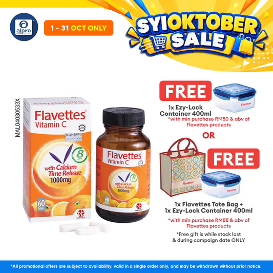 Flavettes Vitamin C With Calcium Time Release1000mg 60S | Gentle On Stomach
