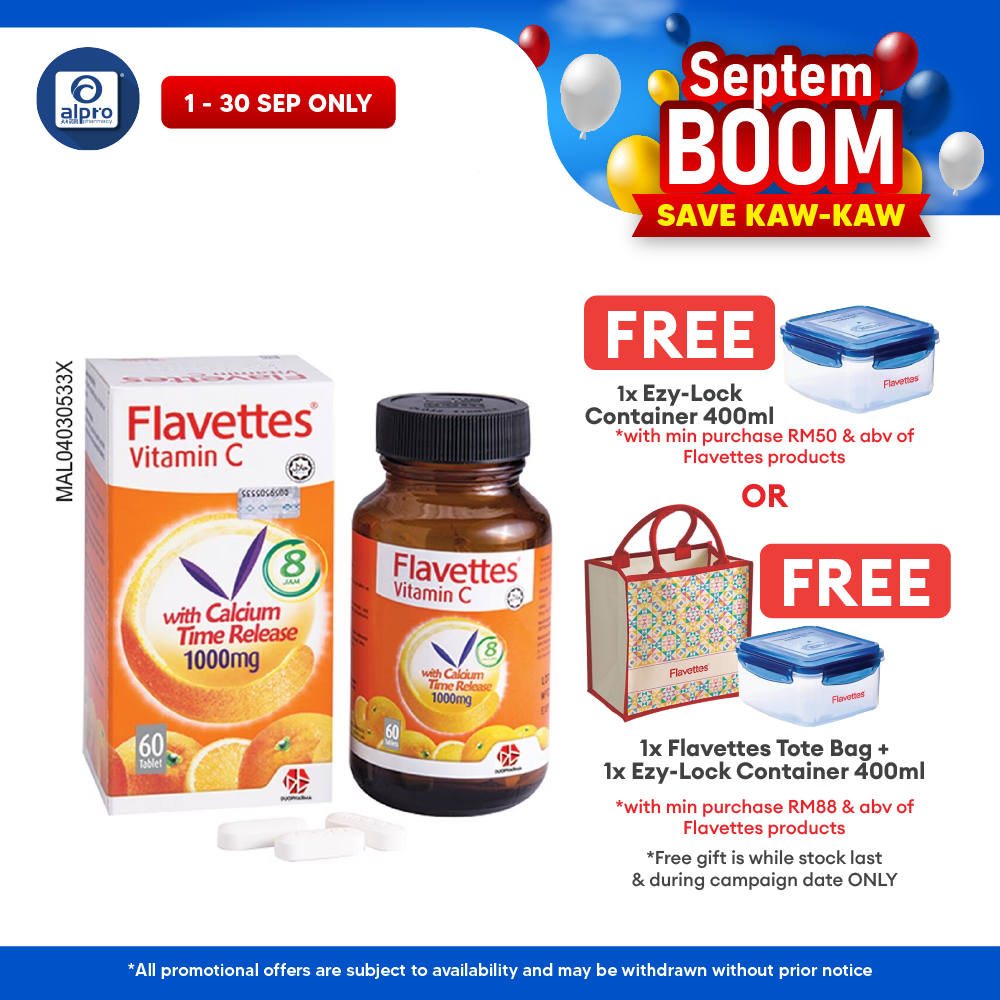 Flavettes Vitamin C With Calcium Time Release1000mg 60S | Gentle On Stomach Flavettes