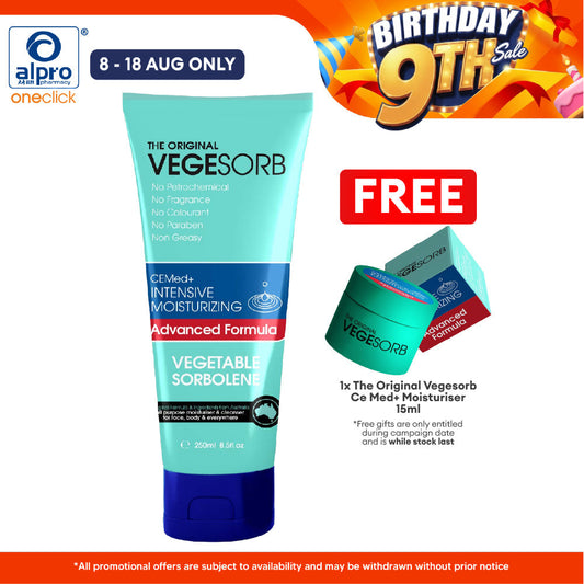 The Original Vegesorb Ce Med+ Moisturiser 250ml | For Intense Dry Skin The Original Vege