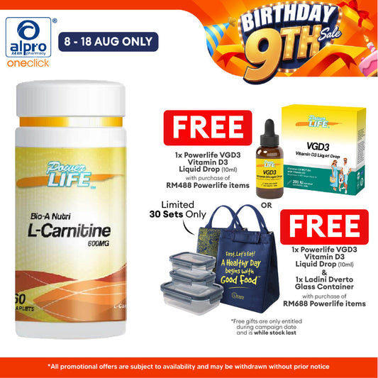 Powerlife Bio-A Nutri L-Carnitine 600mg 60s Powerlife