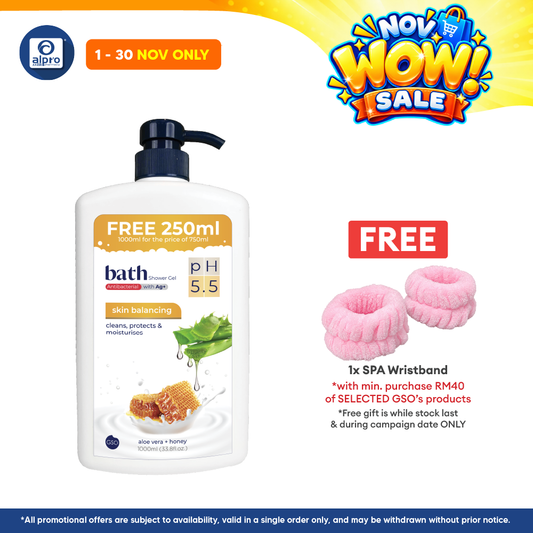 GSO Bath Skin Balancing Antibacterial Honey Shower Gel 1000ml | Gentle on Skin