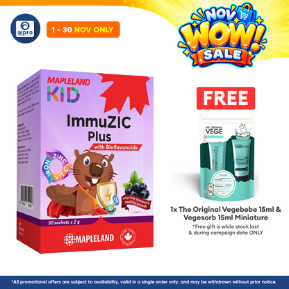 Mapleland Kid ImmuZIC Plus 2g x 30s | Kid Immunity & Prebiotics