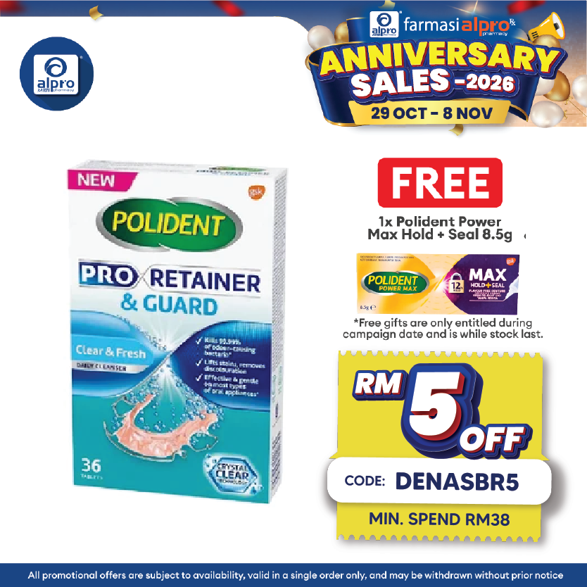 Polident Proretainer & Guard Daily Cleanser 36s | Lifts Stains and Removes Discolouration.