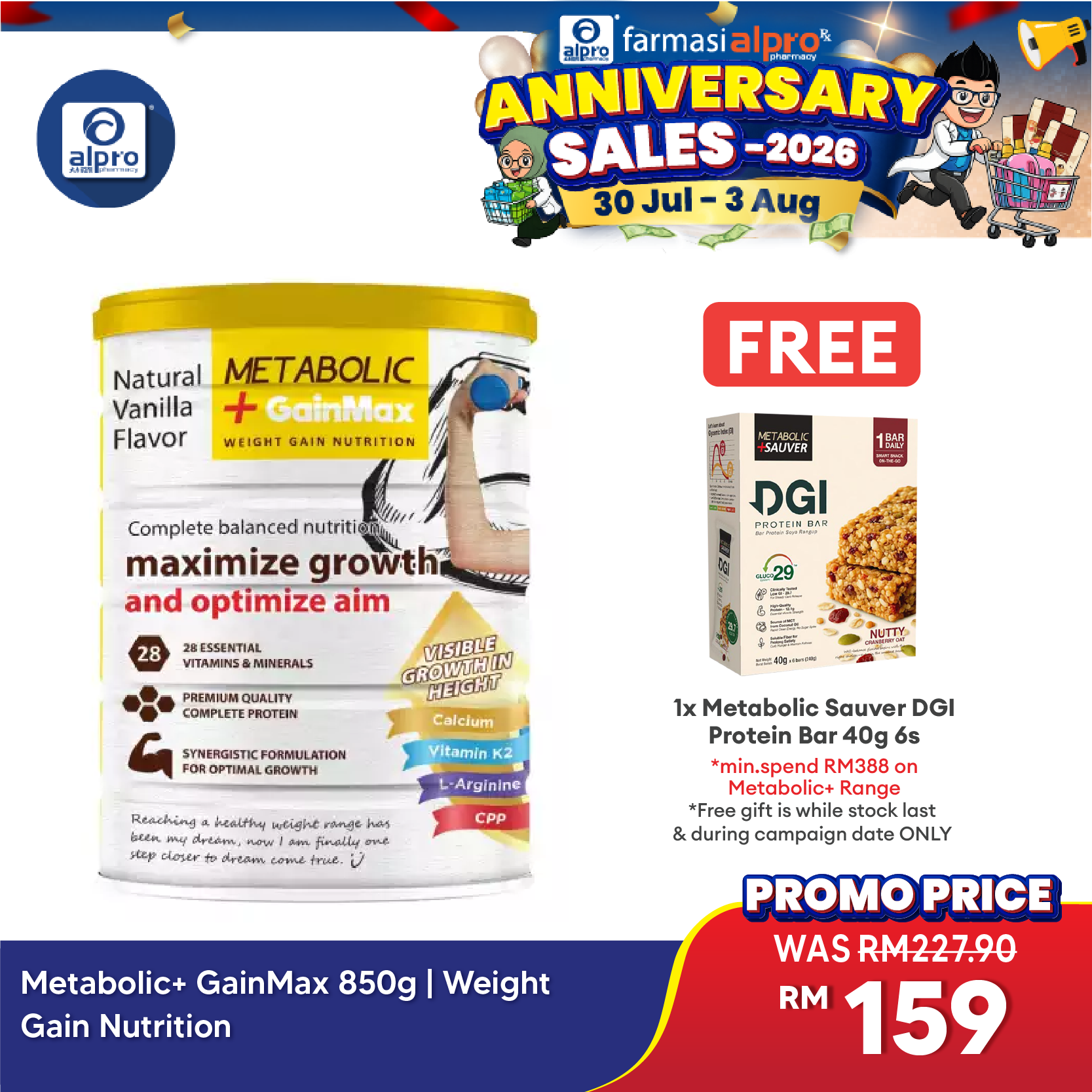 Metabolic+ GainMax 850g | Weight Gain Nutrition Metabolic