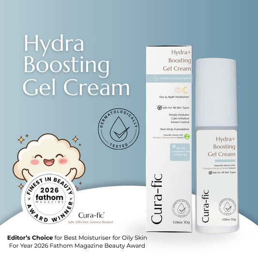Cura-Fic Hydra+ Boosting Gel Cream 30g | Essential Daily Skin Moisturiser & Sensitive Skin Friendly