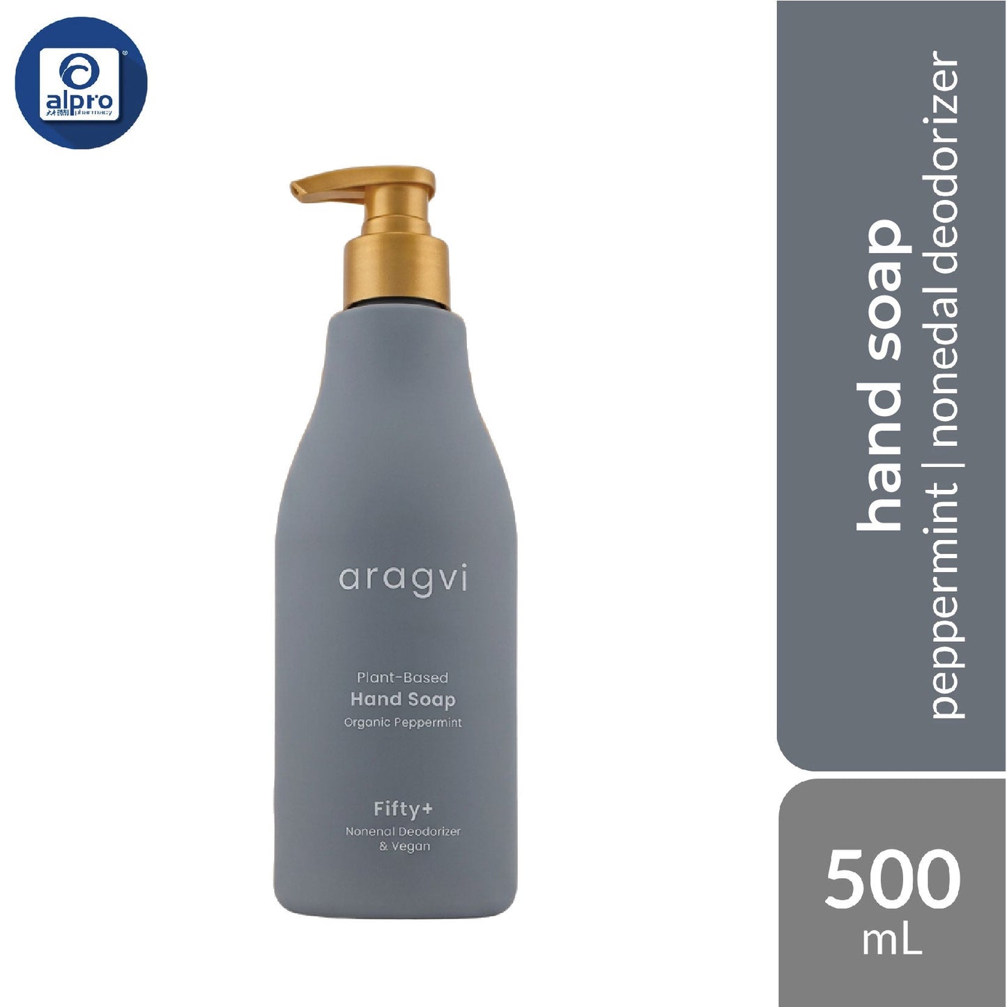 Aragvi Plant-Based (Fifty+) Hand Soap 500mL | Nonenal Deodorizer Peppermint Scent aragvi