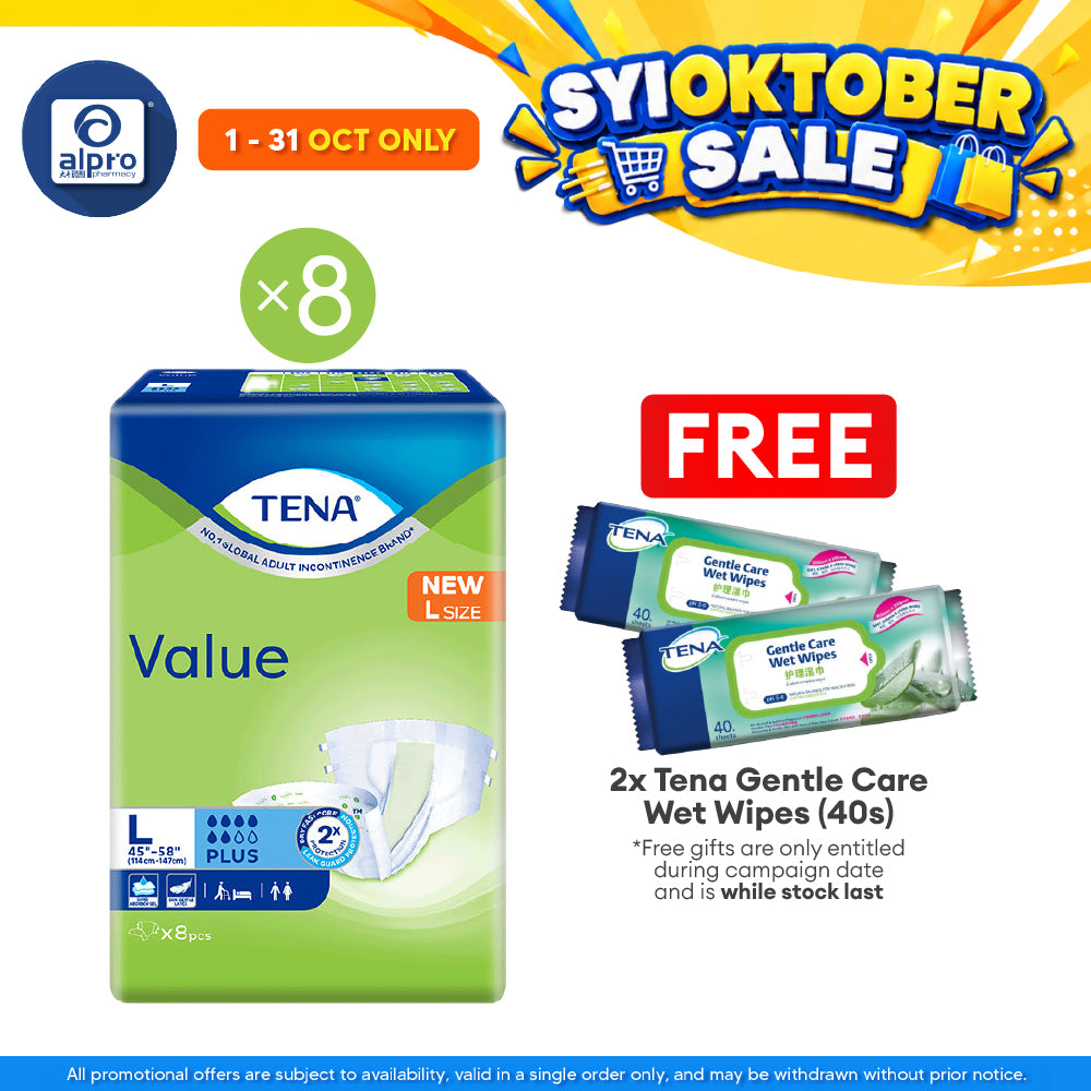 (B) Tena Value Plus (L) 8s (8s) | Leakage Prevention