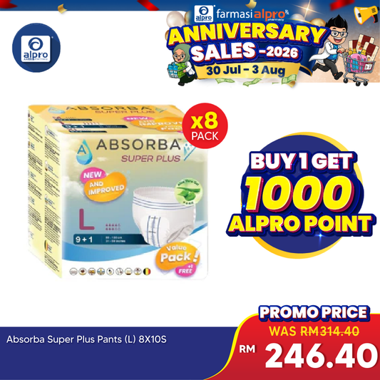Absorba Super Plus Pants (L) 8 x 10s Absorba
