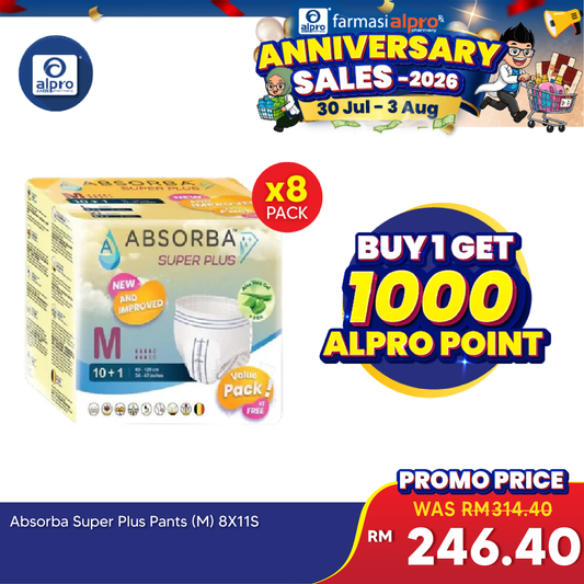 Absorba Super Plus Pants (M) 8 x 11s Absorba