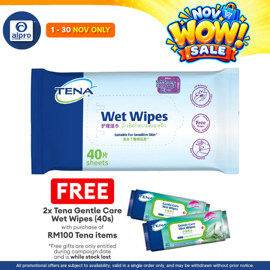 Tena Wet Wipes 40s (12 Sets)