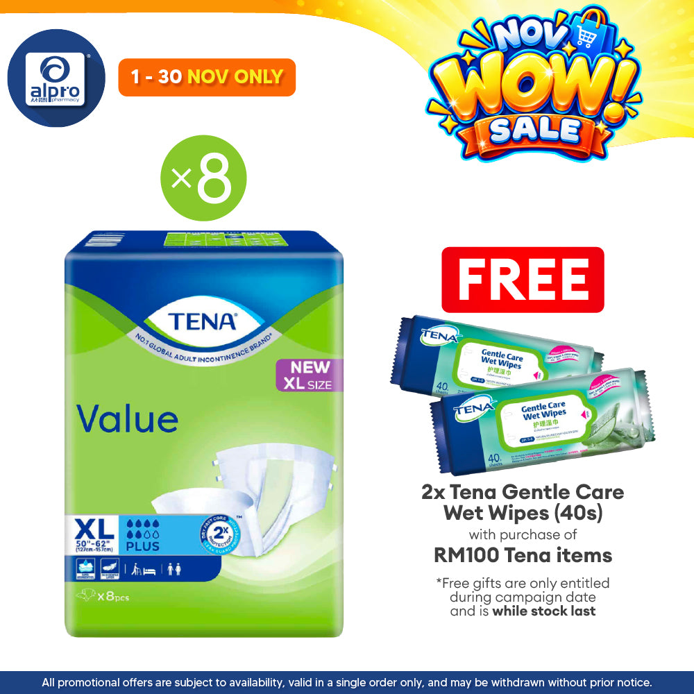 (B) Tena Value Plus (XL) 8s (8s) | Comfortable Fit