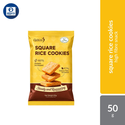 CarbLite Square Rice Cookies 50g | High Fibre Snack CarbLite