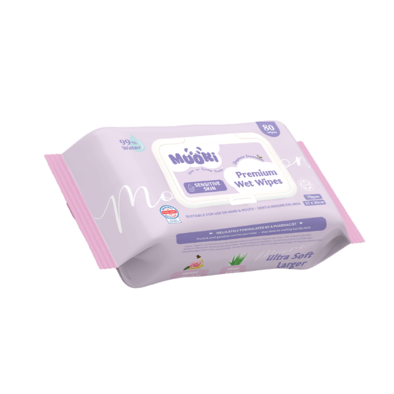 Moori Premium Wet Wipes 80s (×3 packs) | Thicker & Bigger Surface Suitable For Sensitive Skin