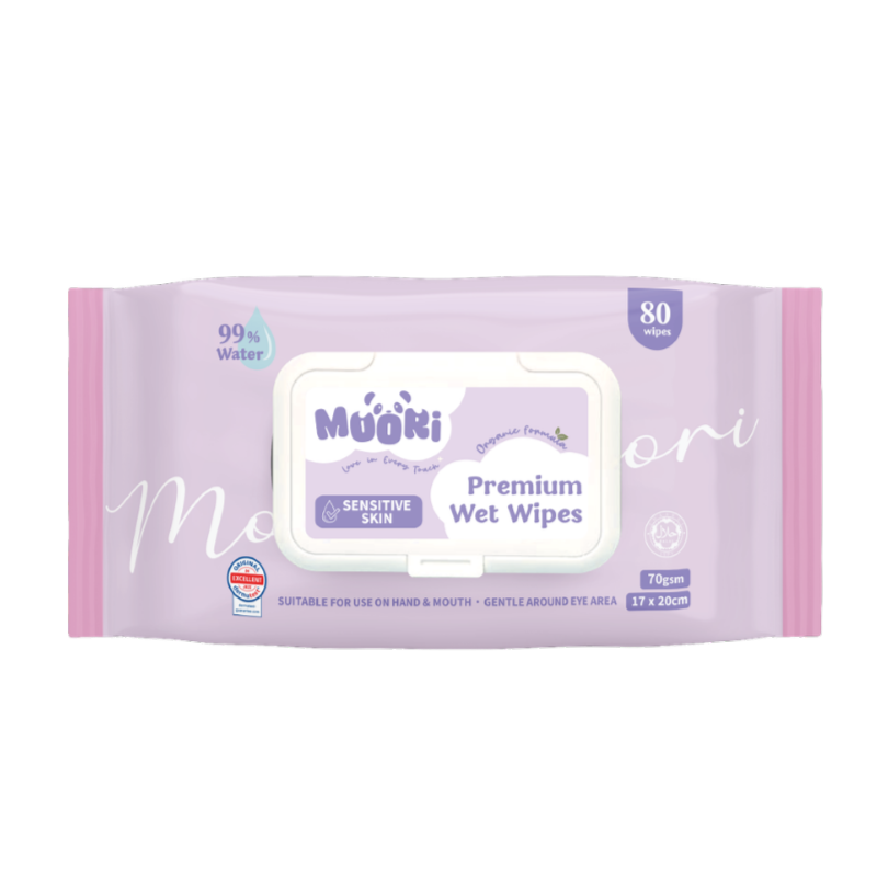 Moori Premium Wet Wipes 80s (×3 packs) | Thicker & Bigger Surface Suitable For Sensitive Skin