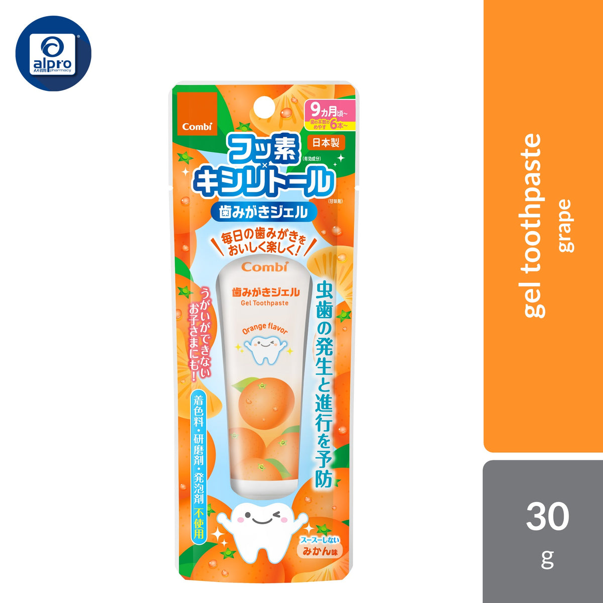 Combi Gel Toothpaste 30g (Strawberry / Orange / Grape)