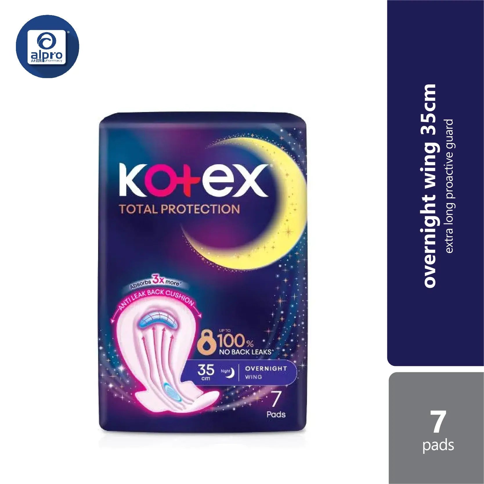 Kotex Overnight Wings Pag Extra Long 35cm 7s Kotex
