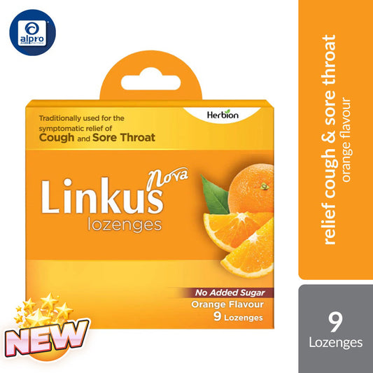 Linkus Nova Orange Lozenges 9s | Relief Cough & Sore Throat Herbion