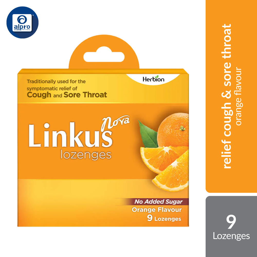 Linkus Nova Orange Lozenges 9s | Relief Cough & Sore Throat Herbion