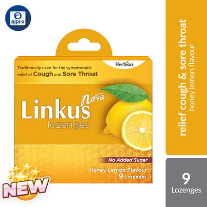 Linkus Nova Honey Lemon Lozenges 9s | Relief Cough & Sora Throats Herbion