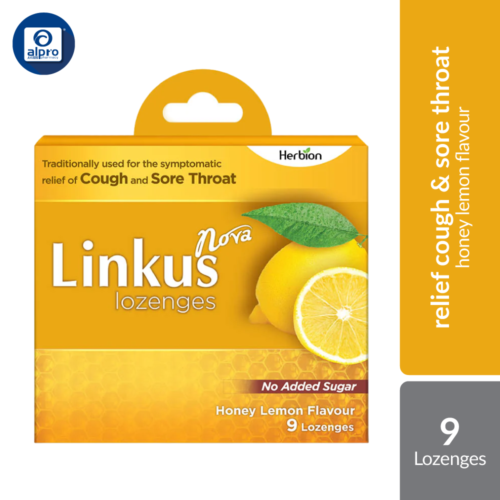 Linkus Nova Honey Lemon Lozenges 9s | Relief Cough & Sora Throats Herbion