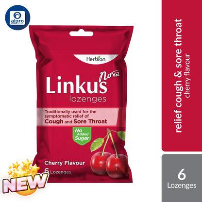 Linkus  Nova Cheery Lozenges 6s | Relief Cough & Throat Herbion