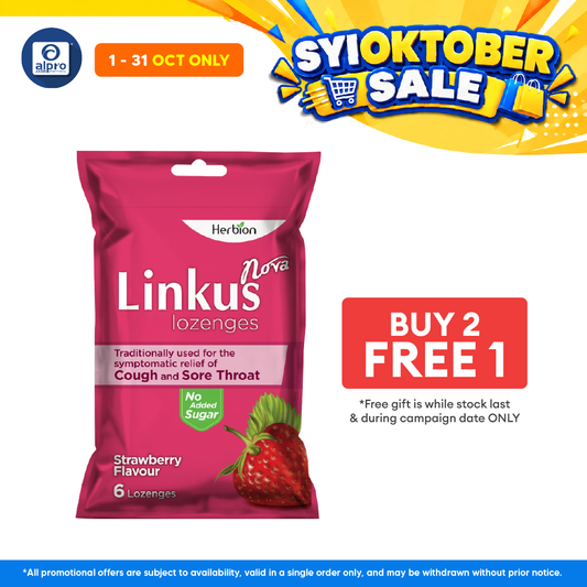 Linkus Nova Strawberry Lozenges 6S | Relief Cough & Sore Throat