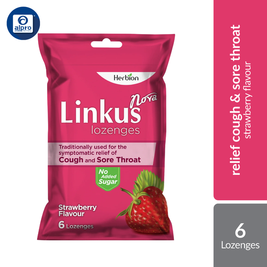 Linkus Nova Strawberry Lozenges 6S | Relief Cough & Sore Throat Herbion