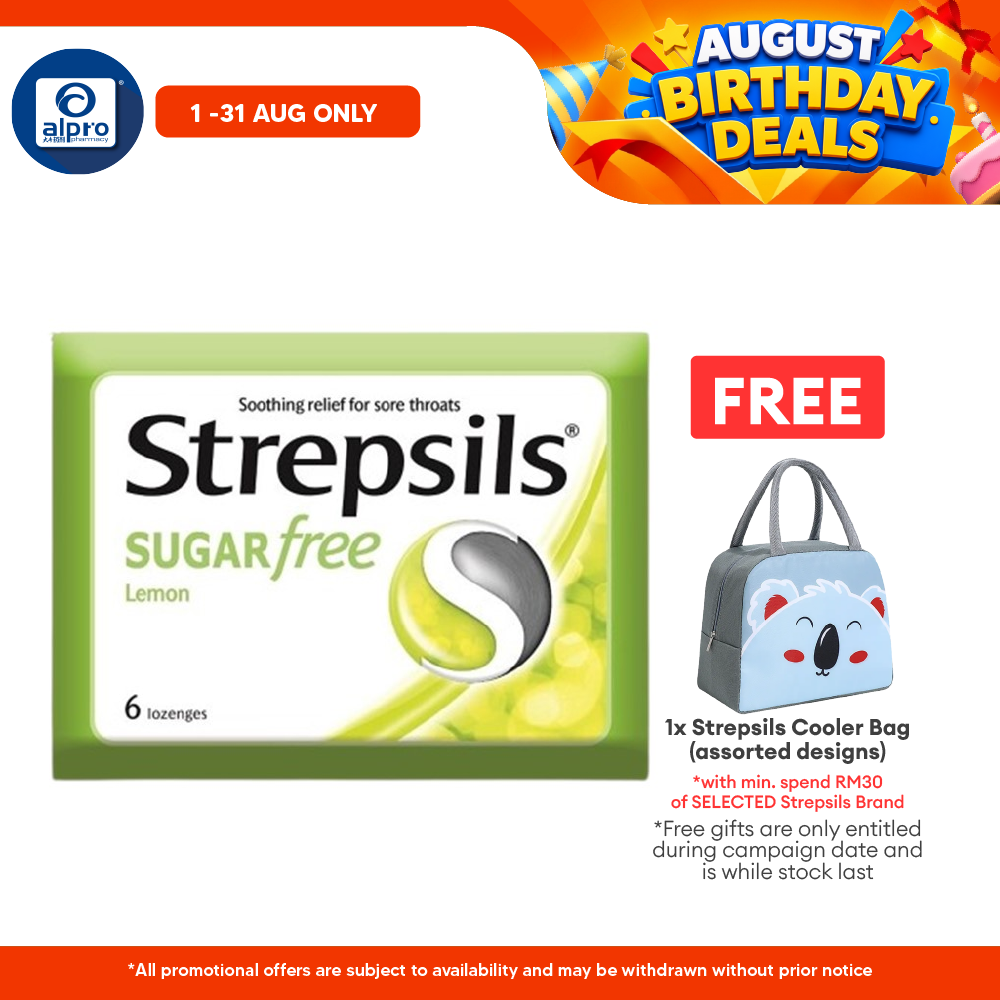 Strepsils Lemon Sugar Free 6s| Soothing Effective Relief for Throat Strepsils