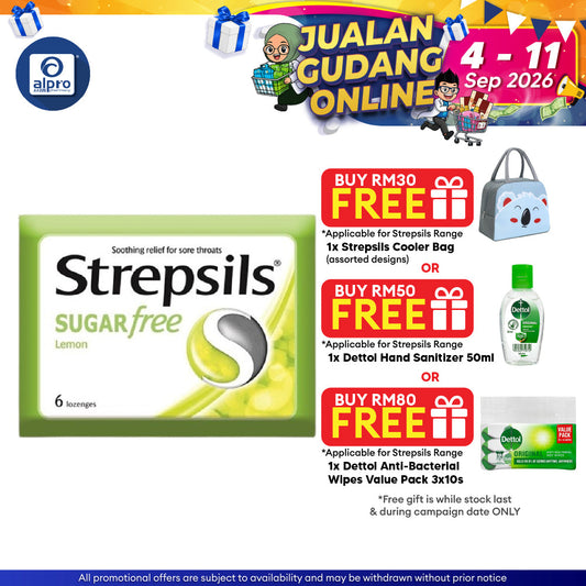 Strepsils Lemon Sugar Free 6s| Soothing Effective Relief for Throat Strepsils
