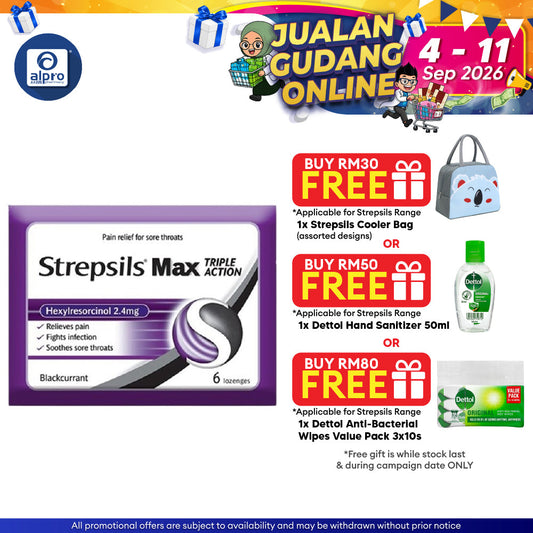 Strepsils Max Blackcurrant 6s | Soothing Effective Relief for Throat Strepsils