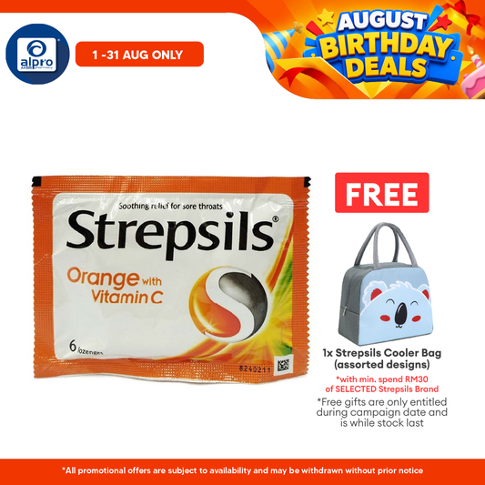 Strepsils Orange with Vitamin C 100 6s | Soothing Effective Relief for Throat Strepsils