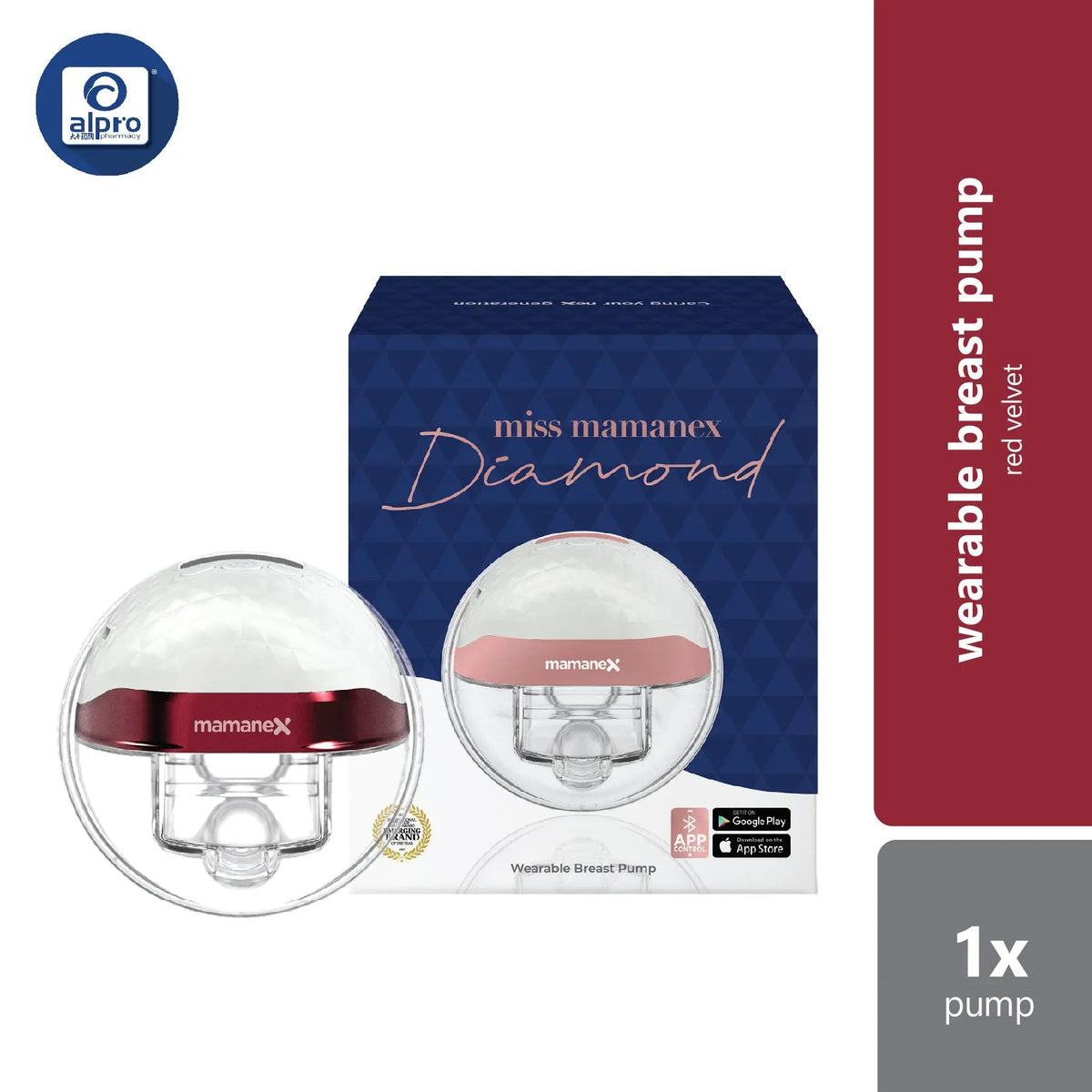 Mamanex Miss Mamanex Diamond Wearable Breast Pump (Rose Gold/ Red Velvet) Mamanex