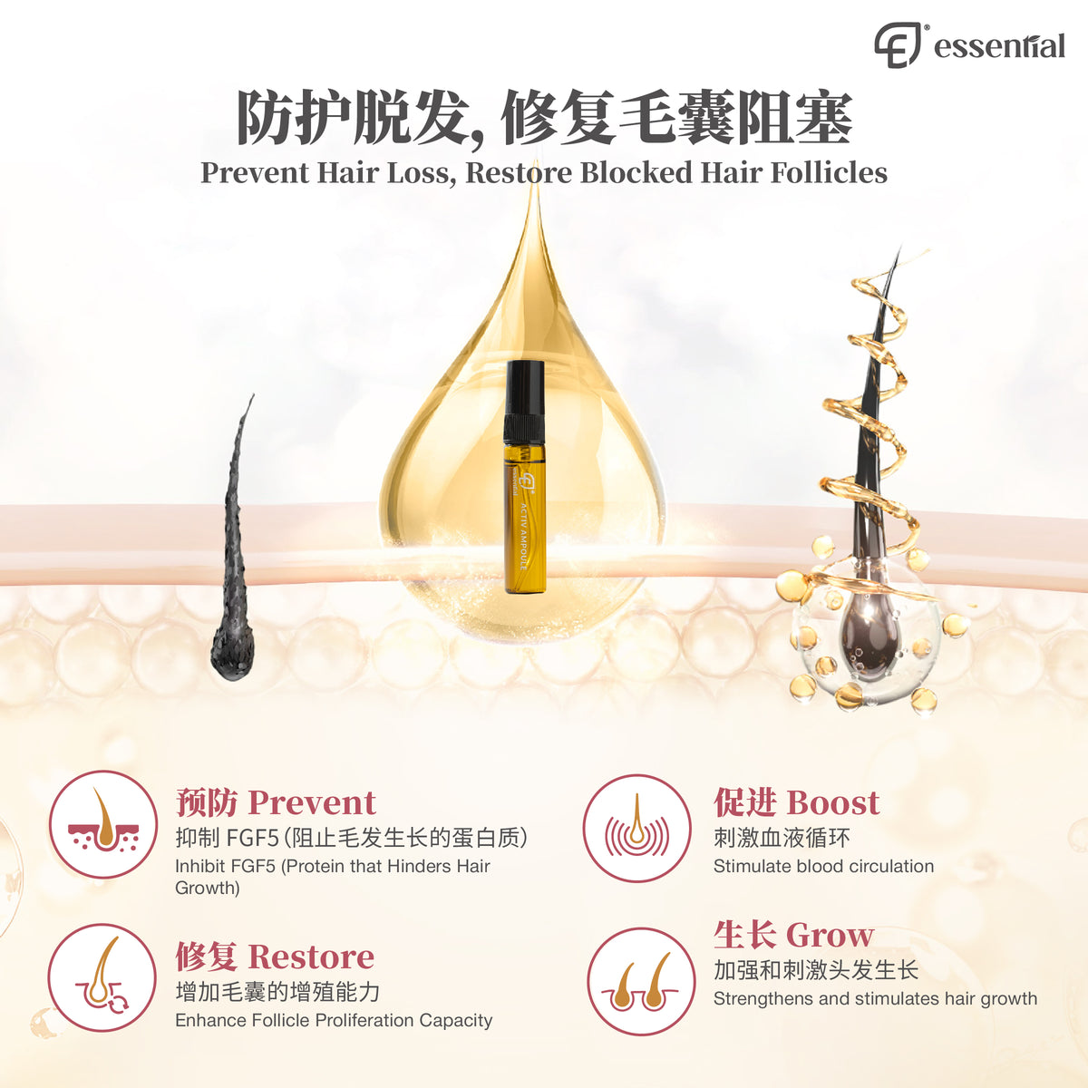 Essential Hair Care Activ Ampoule (5x5ml / 12x5ml) | Strengthen Hair Root