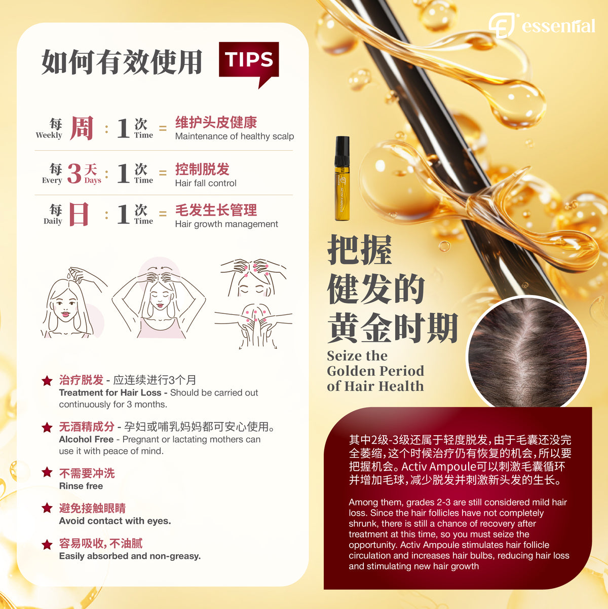 Essential Hair Care Activ Ampoule (5x5ml / 12x5ml) | Strengthen Hair Root