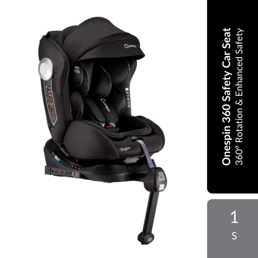 Quinton Onespin 360 Safety Car Seat 1s | 360° Rotation & Enhanced Safety For Growing Children (Black) Quinton