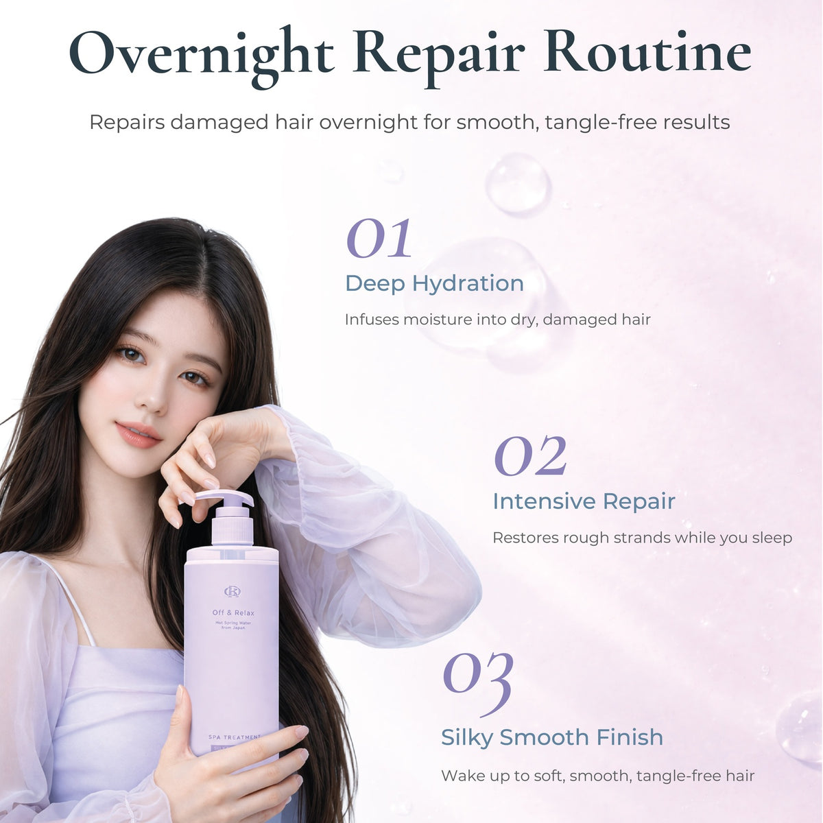 Off & Relax Spa Treatment Silky Night Repair Violet Musk Scent 460ml | Smooth and Moisturize