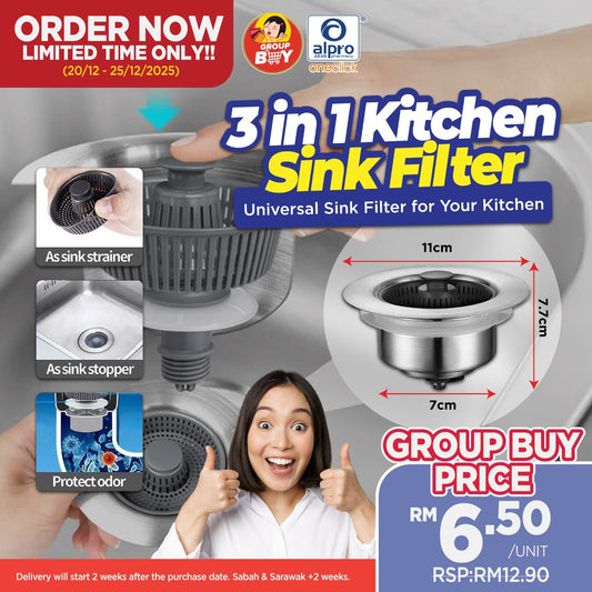 [Group Buy Delivery Starts: 20/1/2025]  3 In 1 Kitchen Sink Filter | Convenient & Practical Group Buy