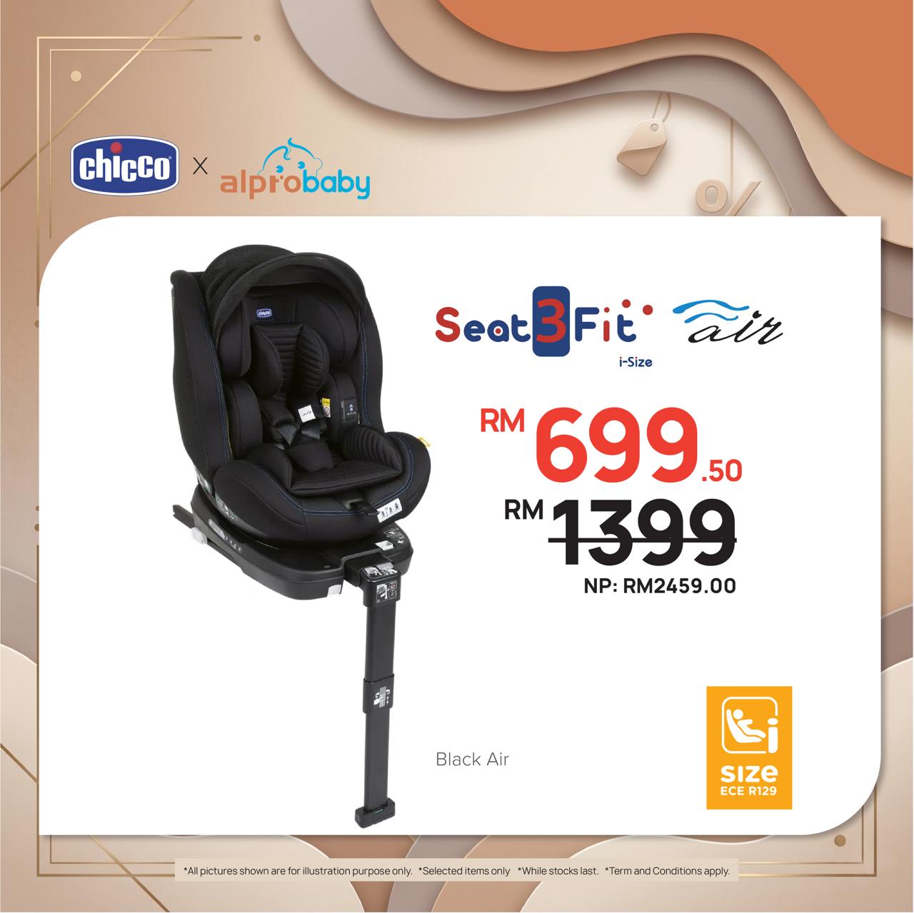 [Alpro Baby] Chicco Seat3Fit I-Size Air Baby Car Seat 1s | Side Impact Protection & Comfortable Support Chicco