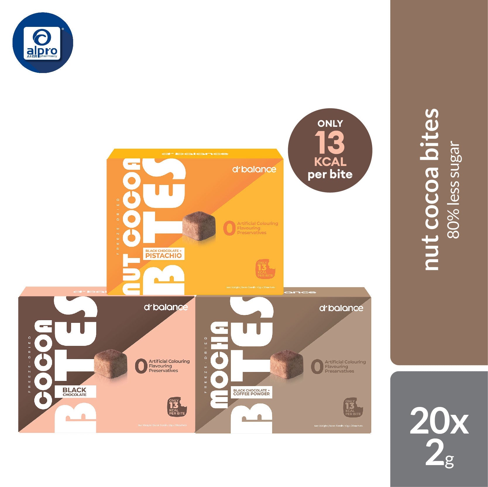 Dr Balance Cocoa Bites 2g 20s (Black Choc+Pistachio/Black Chocolate/Black Choc+Coffee) Dr Balance