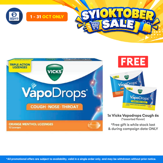 Vicks Vapodrops Cough Orange 12s | Triple Action Lozenges