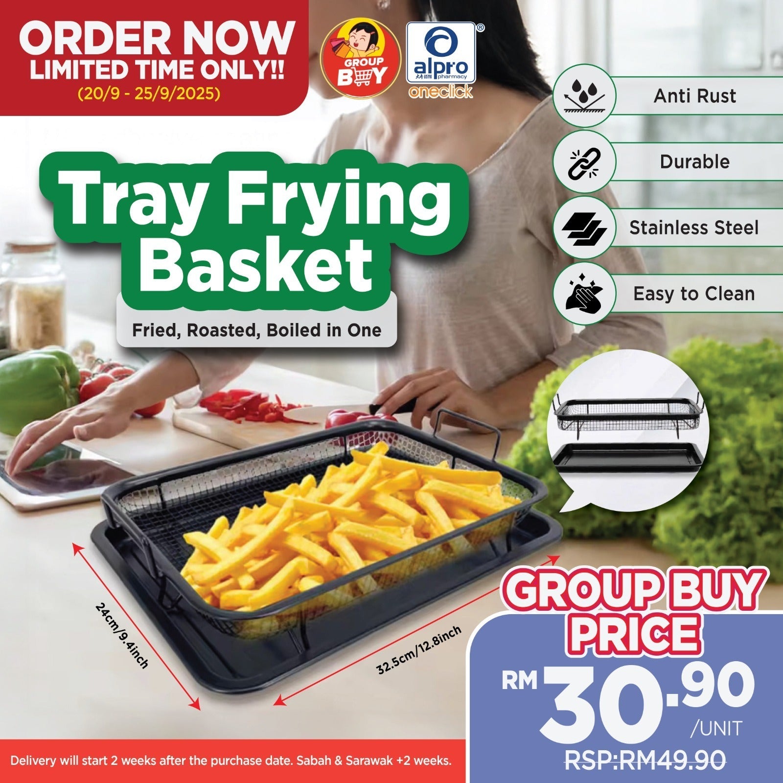 [Group Buy Delivery Starts: 13/10/2025] Kitchen Oil Strainer Pan Multi-Function Cooking Tool Group Buy
